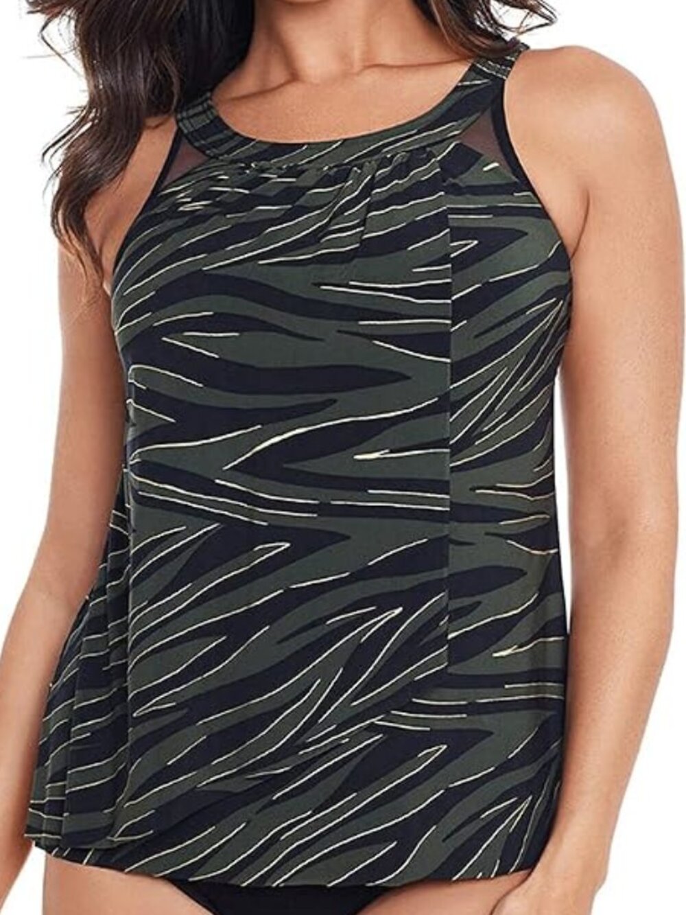 Miraclesuit 'Seabra Ursula' Underwire Tankini Swimsuit Top, Olive Green/Black